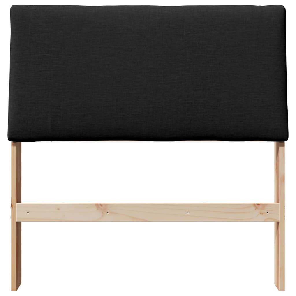 Polstret sengegavl Sort 100 cm Massiv fyrretræ