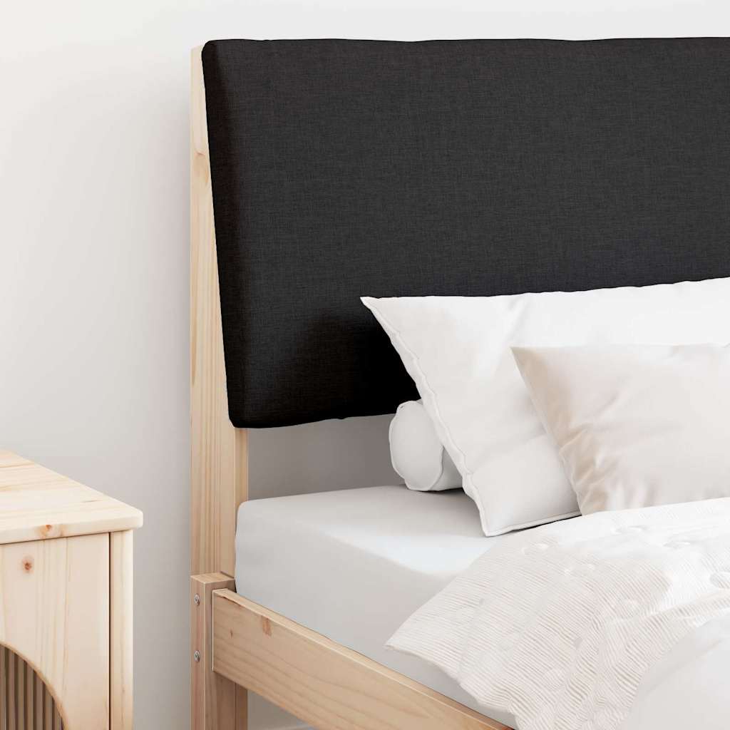 Polstret sengegavl Sort 90 cm Massiv fyrretræ