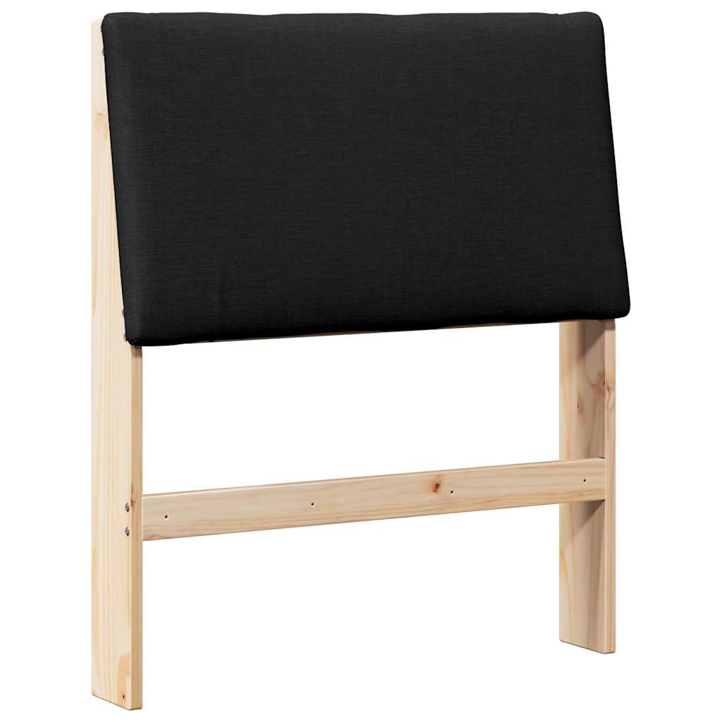 Polstret sengegavl Sort 80 cm Massiv fyrretræ