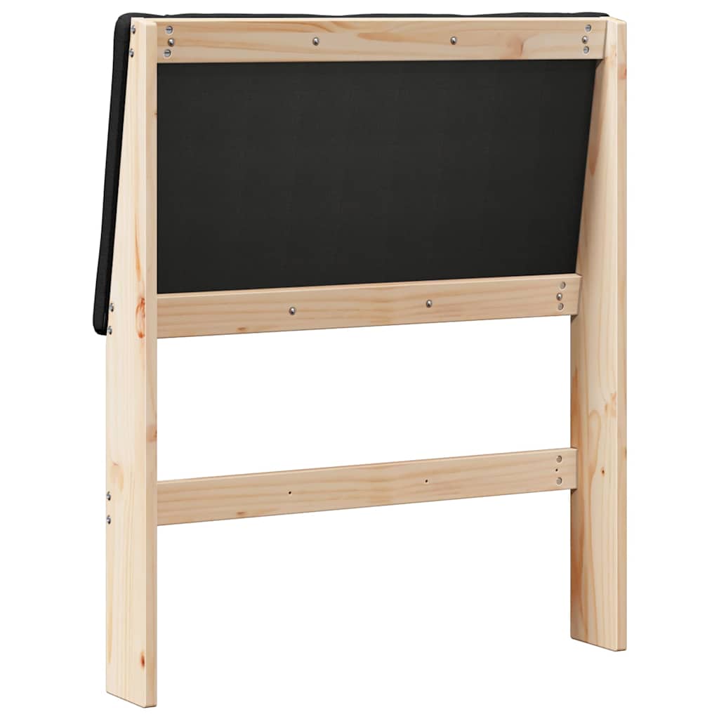 Polstret sengegavl Sort 80 cm Massiv fyrretræ