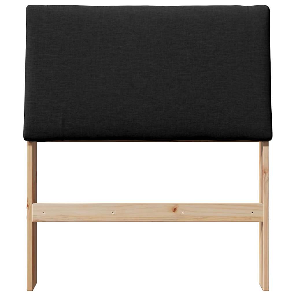 Polstret sengegavl Sort 80 cm Massiv fyrretræ