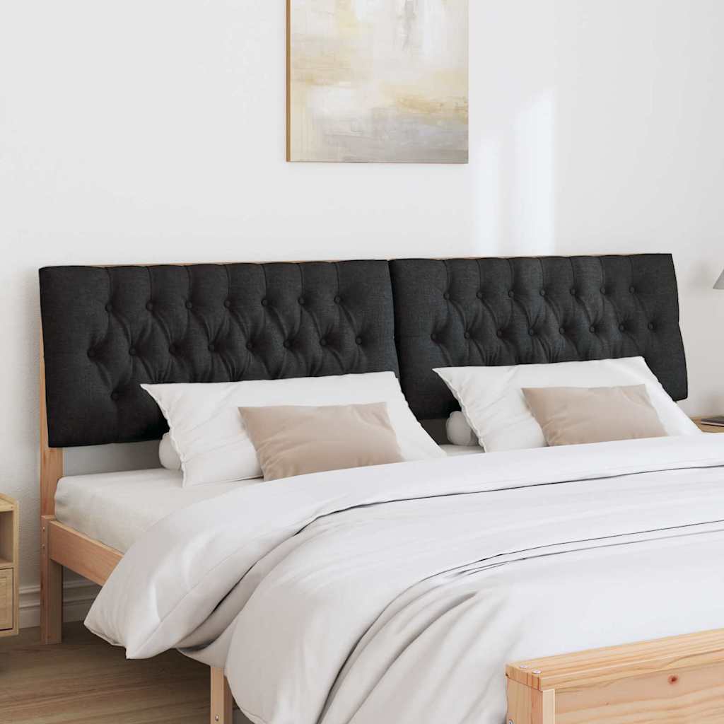 Polstret sengegavl Sort 200 cm Massiv fyrretræ
