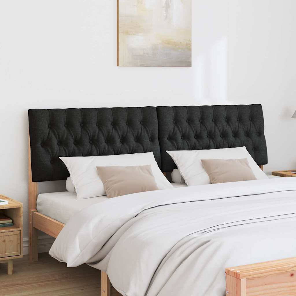 Polstret sengegavl Sort 180 cm Massiv fyrretræ