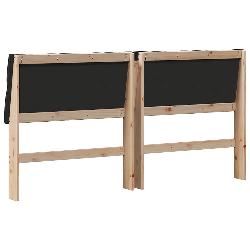 Polstret sengegavl Sort 180 cm Massiv fyrretræ