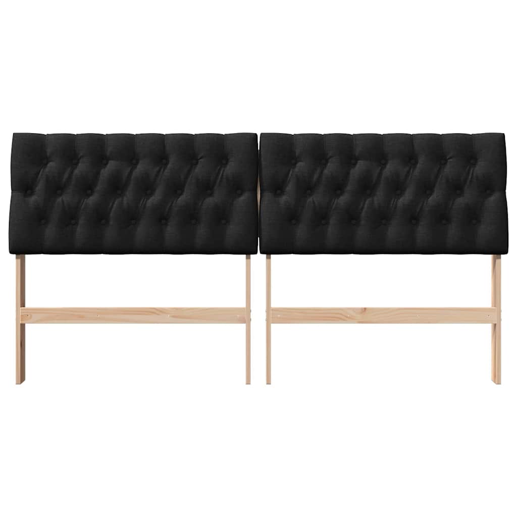 Polstret sengegavl Sort 180 cm Massiv fyrretræ