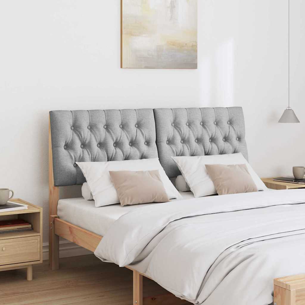 Polstret sengegavl Lysegrå 150 cm Massiv fyrretræ