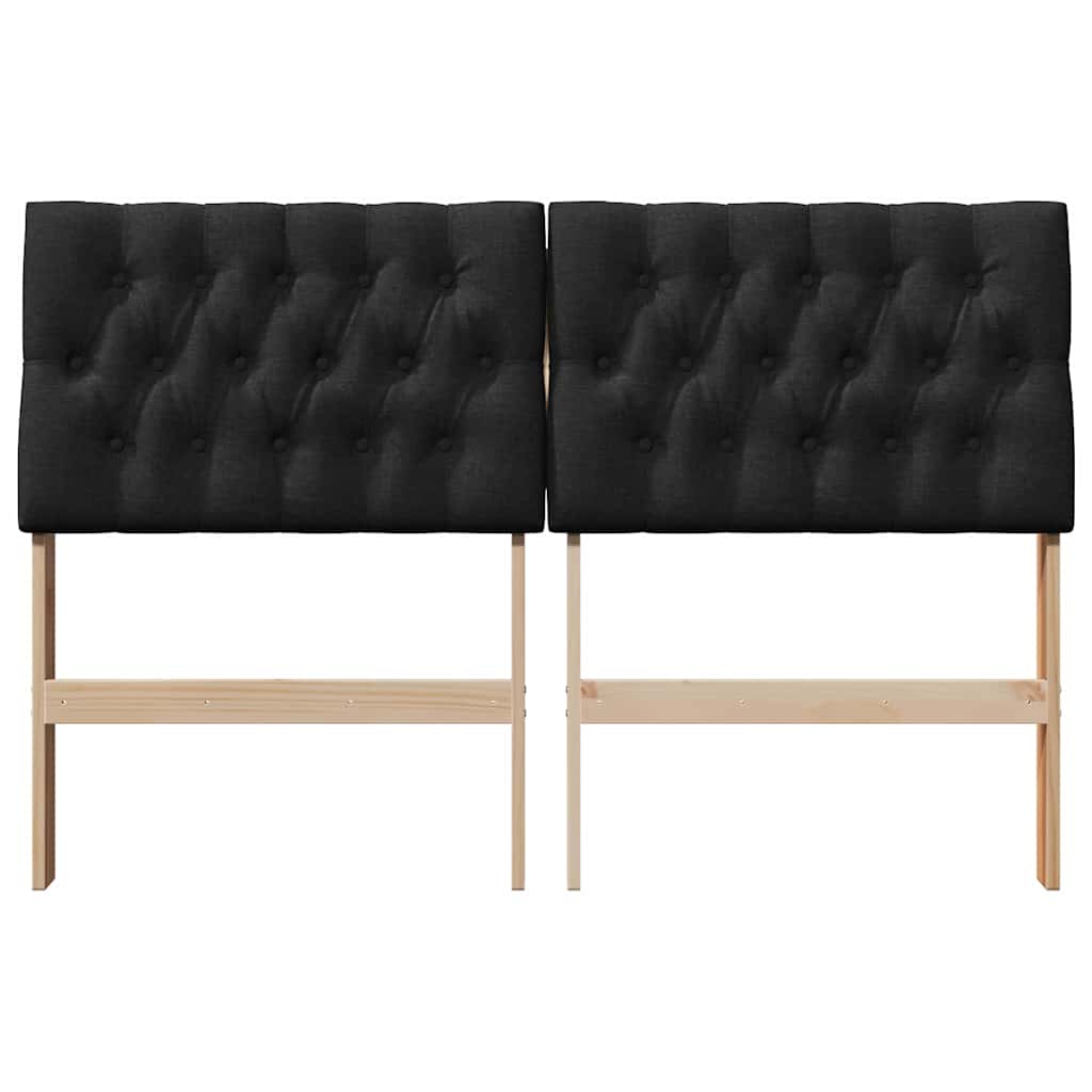 Polstret sengegavl Sort 150 cm Massiv fyrretræ