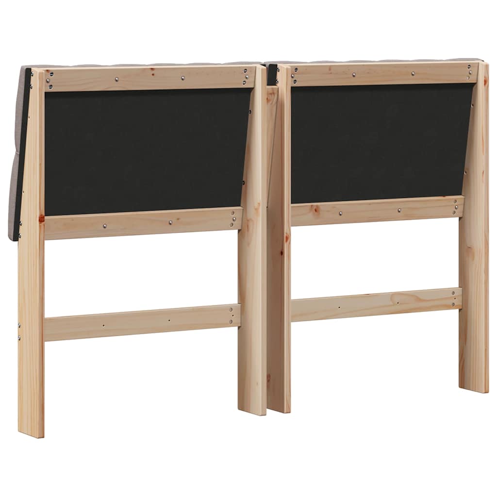 Polstret sengegavl Gråbrun 150 cm Massiv fyrretræ