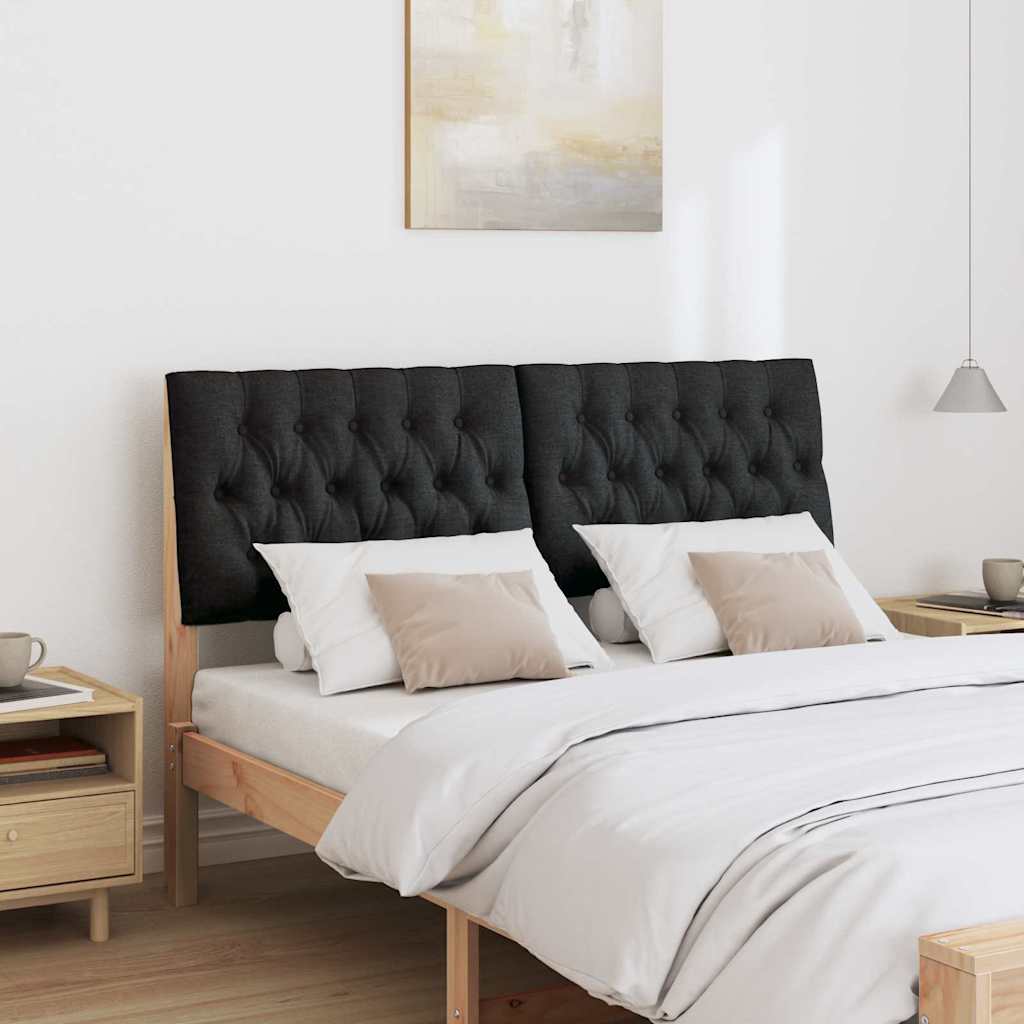 Polstret sengegavl Sort 140 cm Massiv fyrretræ