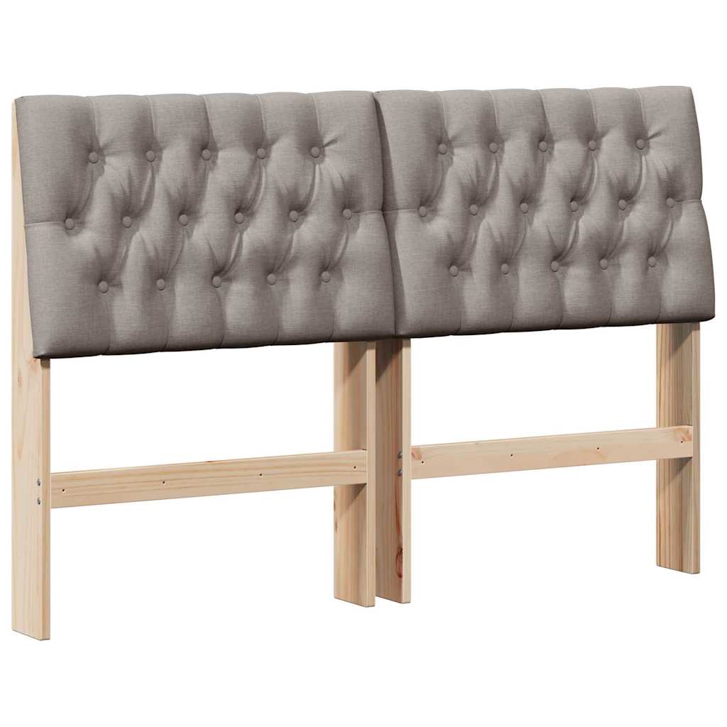 Polstret sengegavl Gråbrun 140 cm Massiv fyrretræ
