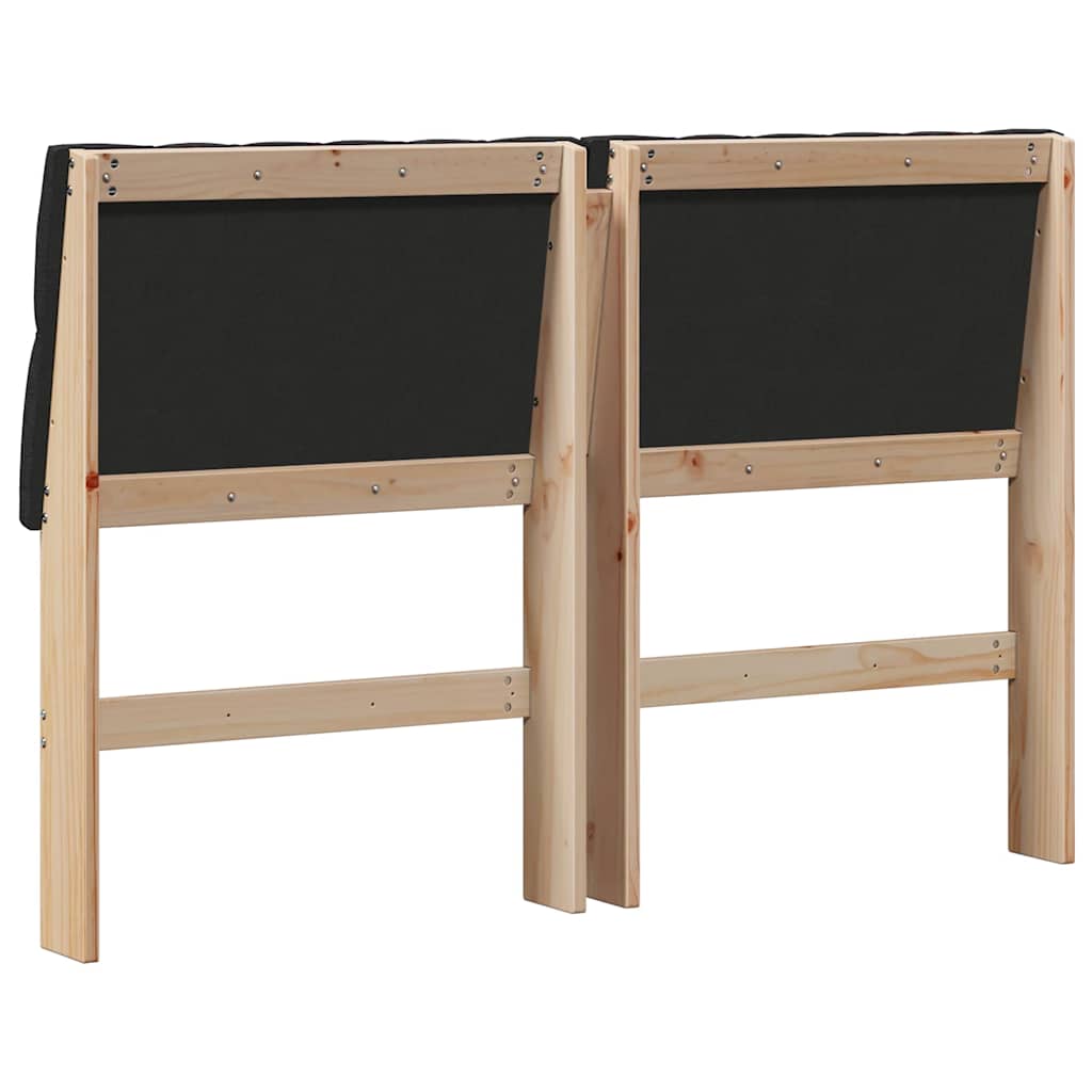 Polstret sengegavl Sort 135 cm Massiv fyrretræ