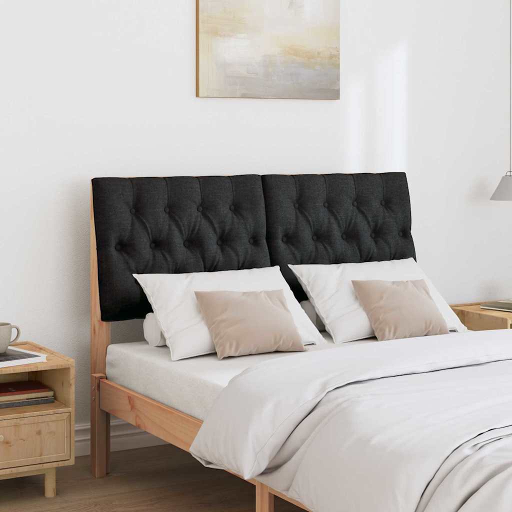 Polstret sengegavl Sort 120 cm Massiv fyrretræ