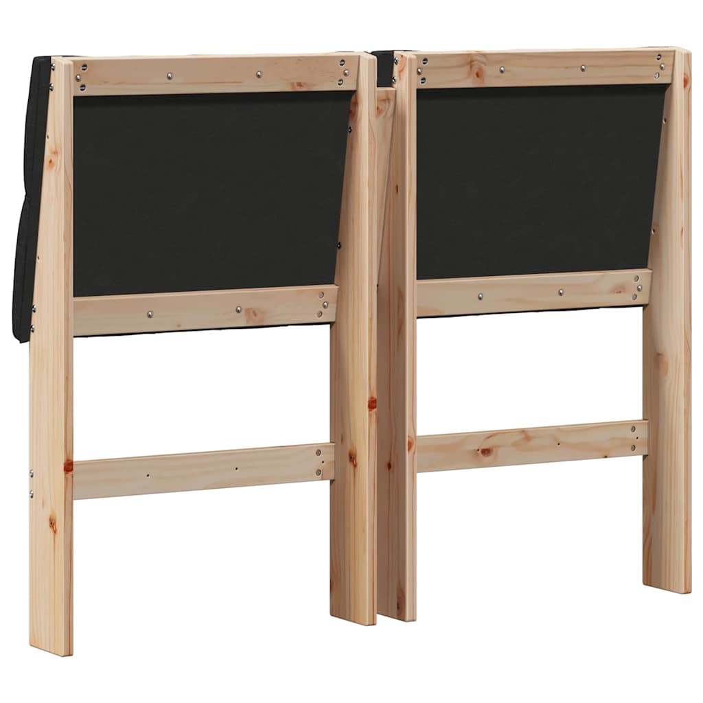 Polstret sengegavl Sort 120 cm Massiv fyrretræ