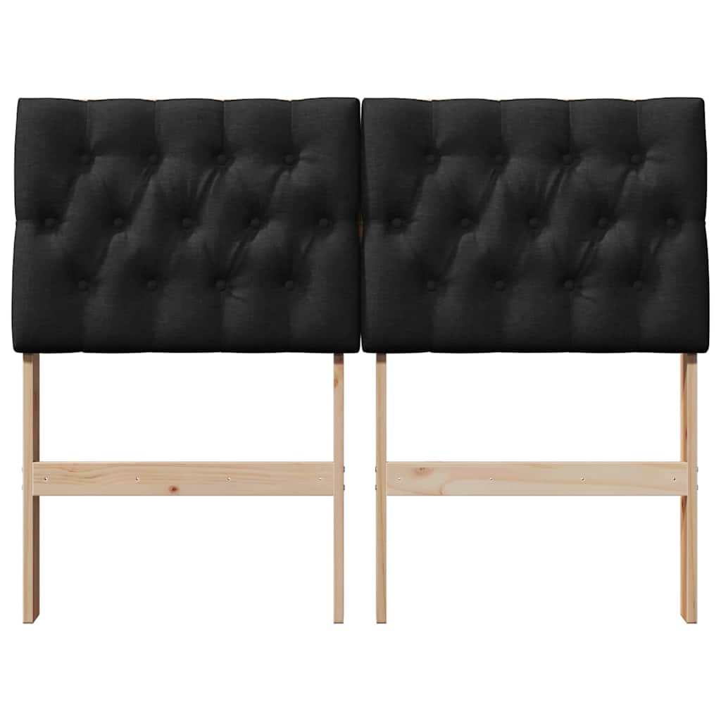 Polstret sengegavl Sort 120 cm Massiv fyrretræ
