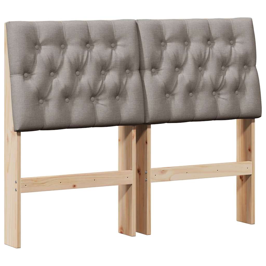Polstret sengegavl Gråbrun 120 cm Massiv fyrretræ