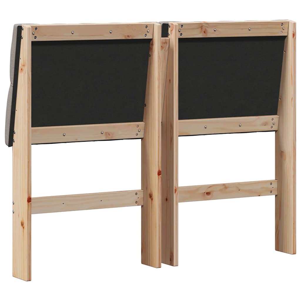 Polstret sengegavl Gråbrun 120 cm Massiv fyrretræ