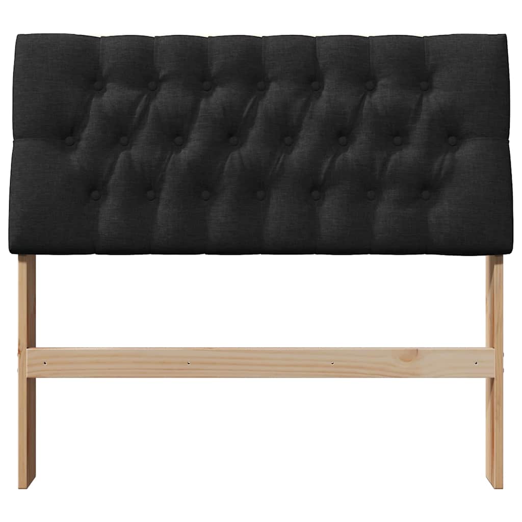 Polstret sengegavl Sort 100 cm Massiv fyrretræ