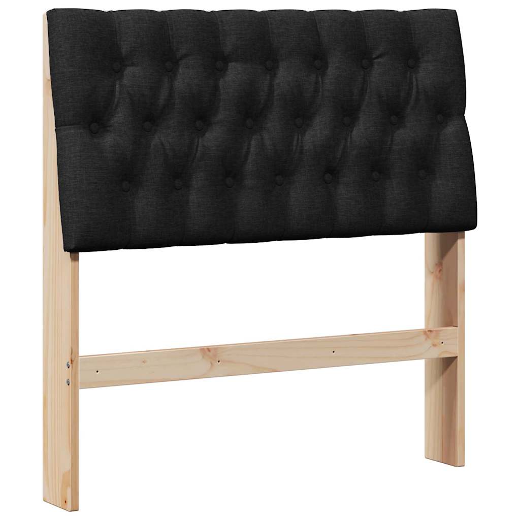 Polstret sengegavl Sort 90 cm Massiv fyrretræ