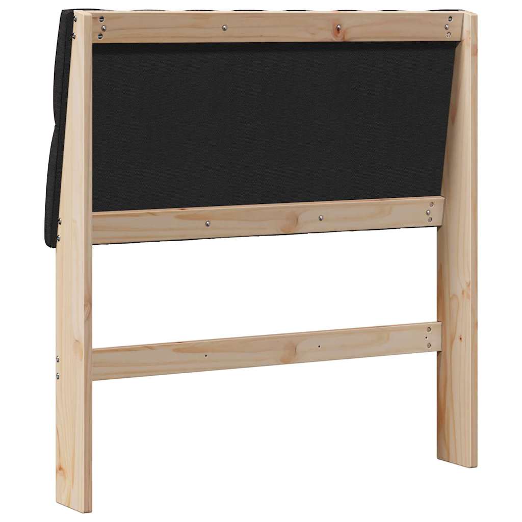 Polstret sengegavl Sort 90 cm Massiv fyrretræ