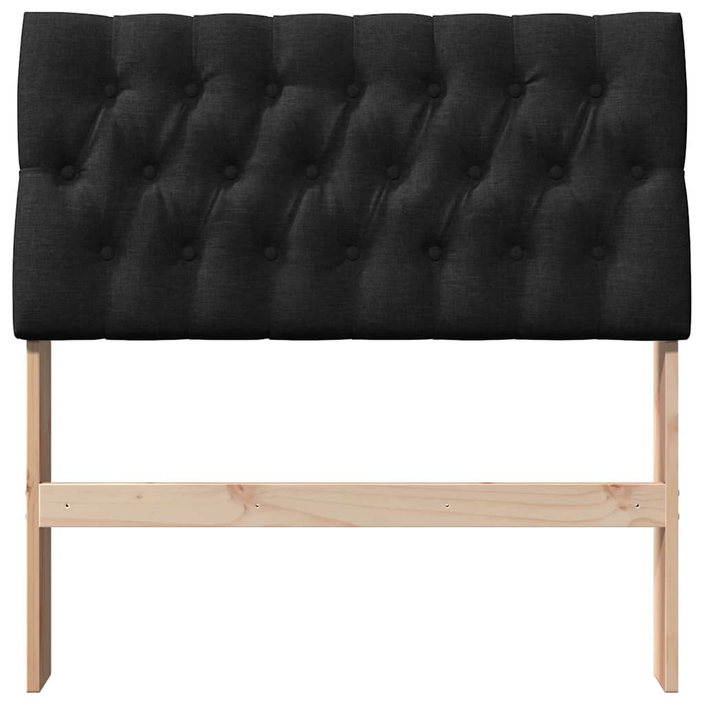 Polstret sengegavl Sort 90 cm Massiv fyrretræ
