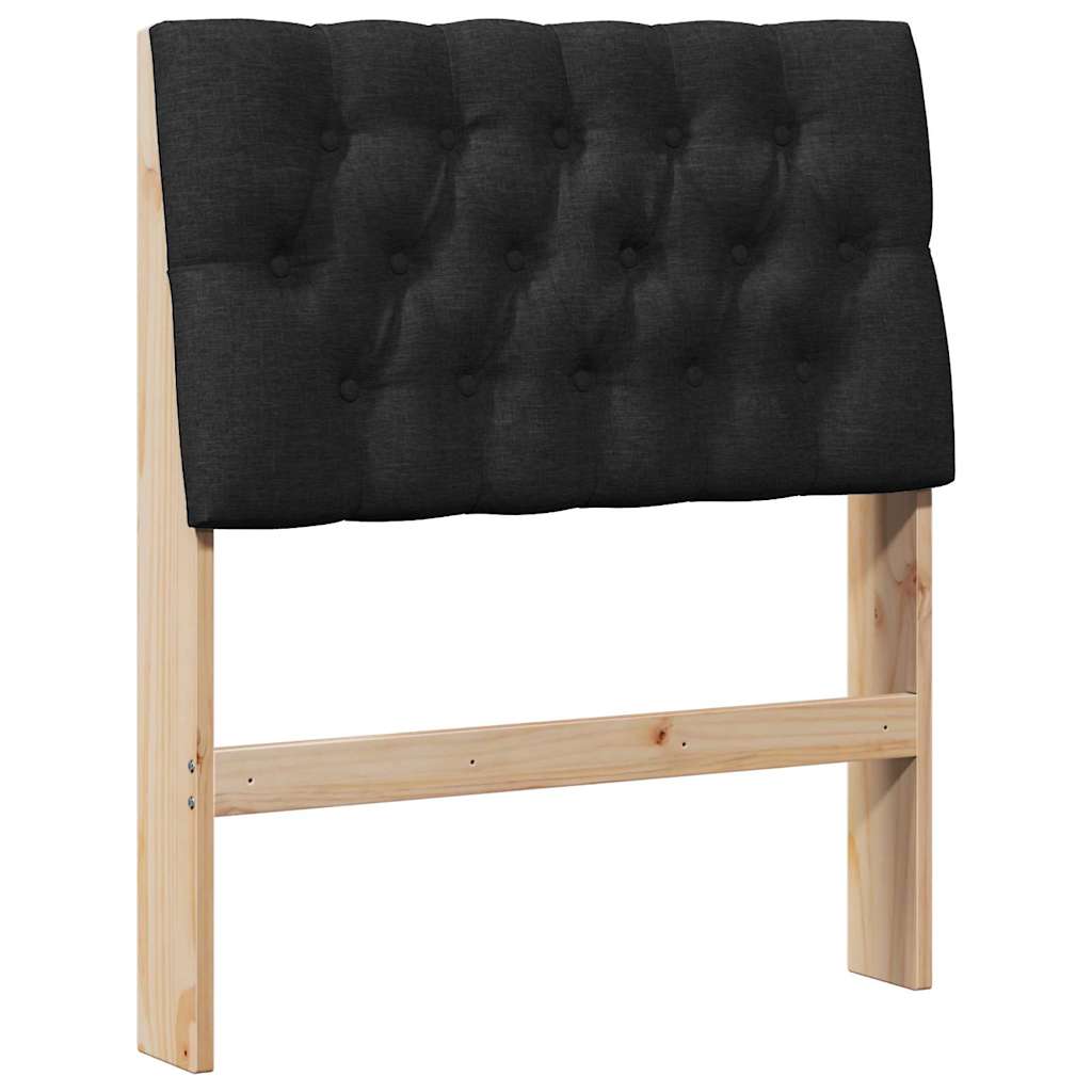 Polstret sengegavl Sort 80 cm Massiv fyrretræ