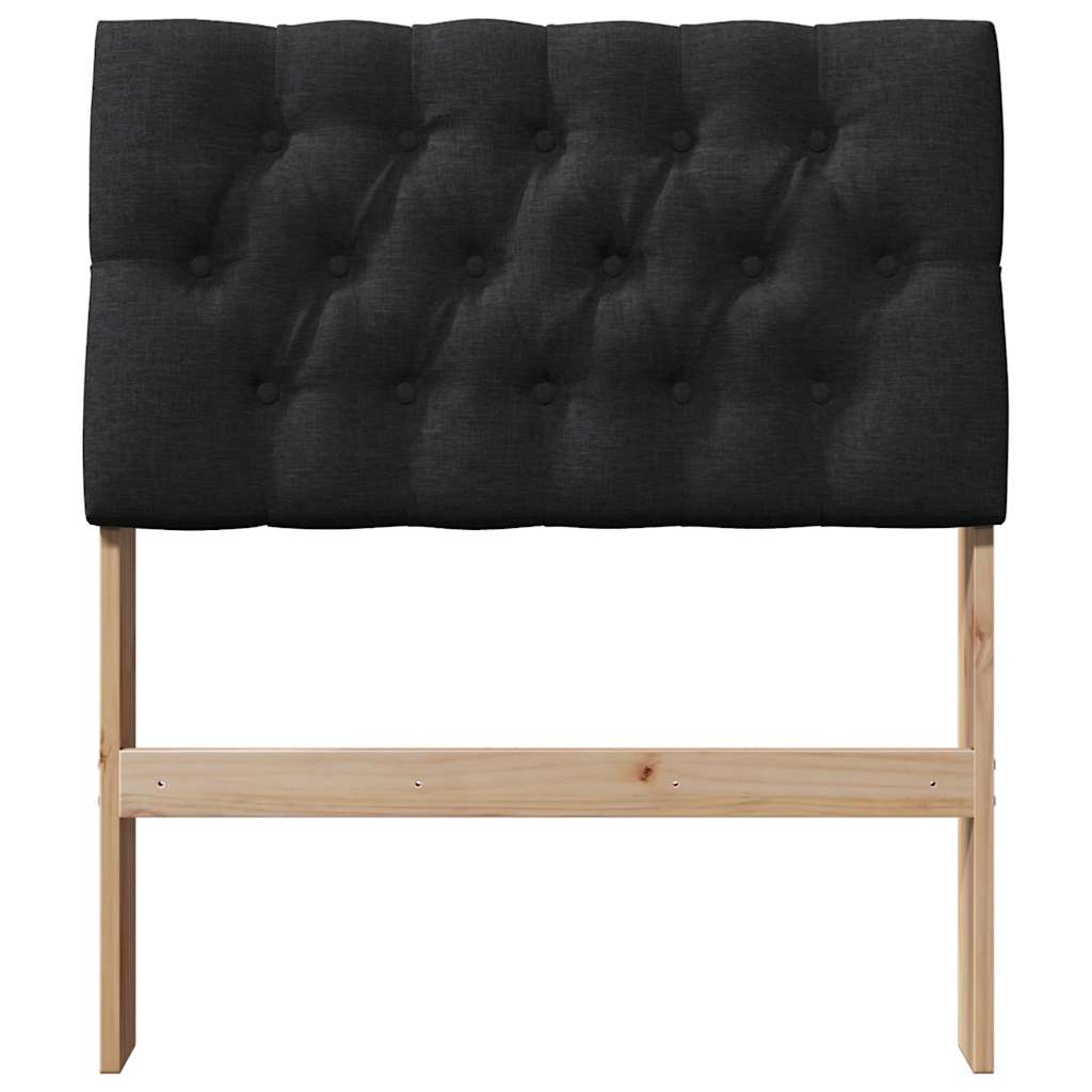 Polstret sengegavl Sort 80 cm Massiv fyrretræ