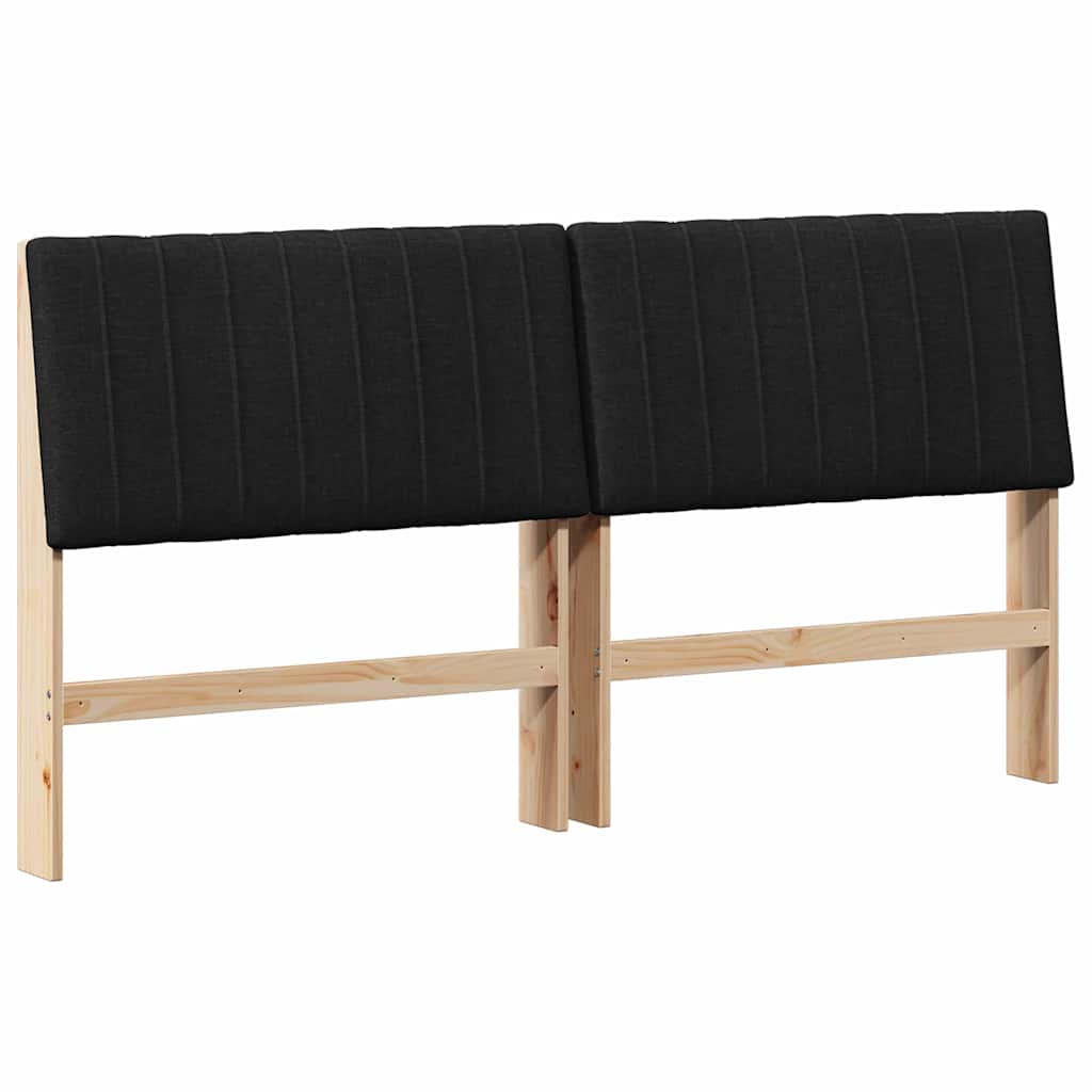 Polstret sengegavl Sort 200 cm Massiv fyrretræ