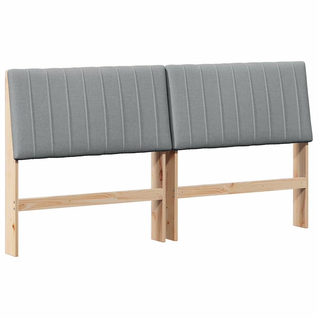 Polstret sengegavl Lysegrå 180 cm Massiv fyrretræ