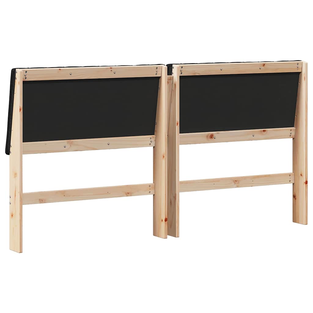 Polstret sengegavl Sort 180 cm Massiv fyrretræ