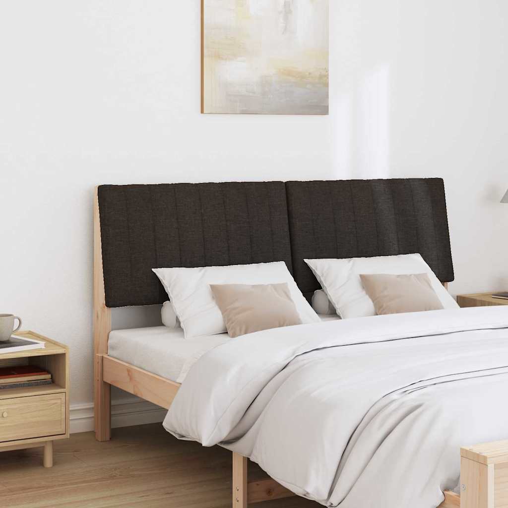 Polstret sengegavl Sort 160 cm Massiv fyrretræ