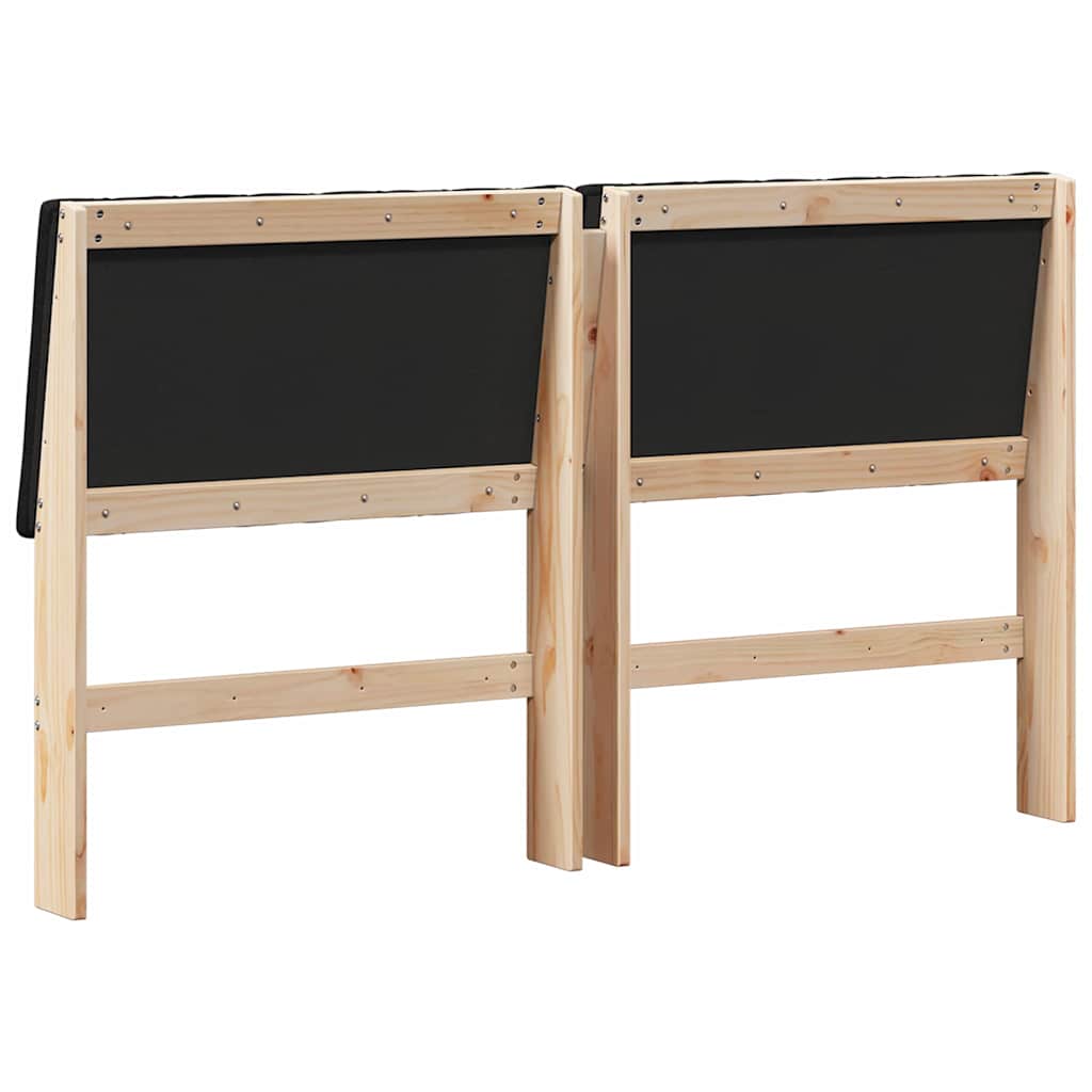 Polstret sengegavl Sort 160 cm Massiv fyrretræ