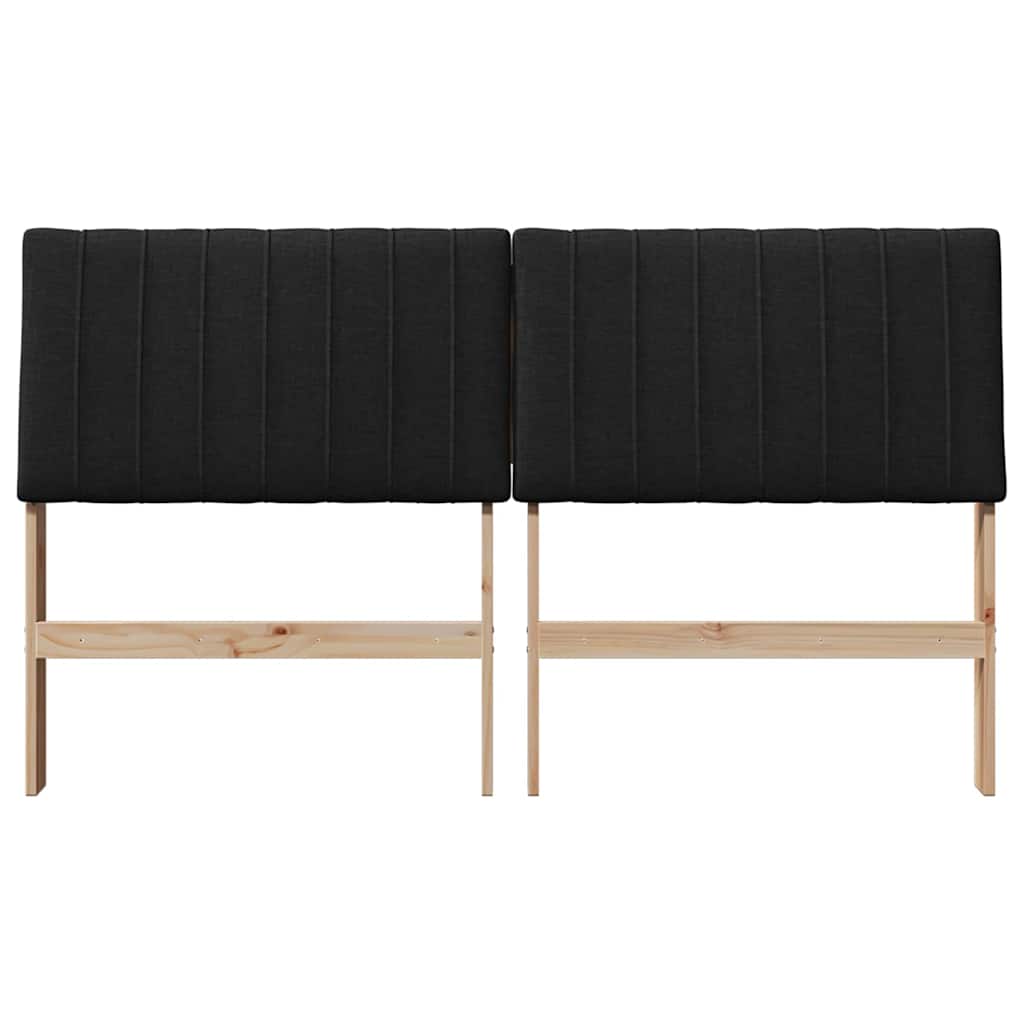 Polstret sengegavl Sort 160 cm Massiv fyrretræ