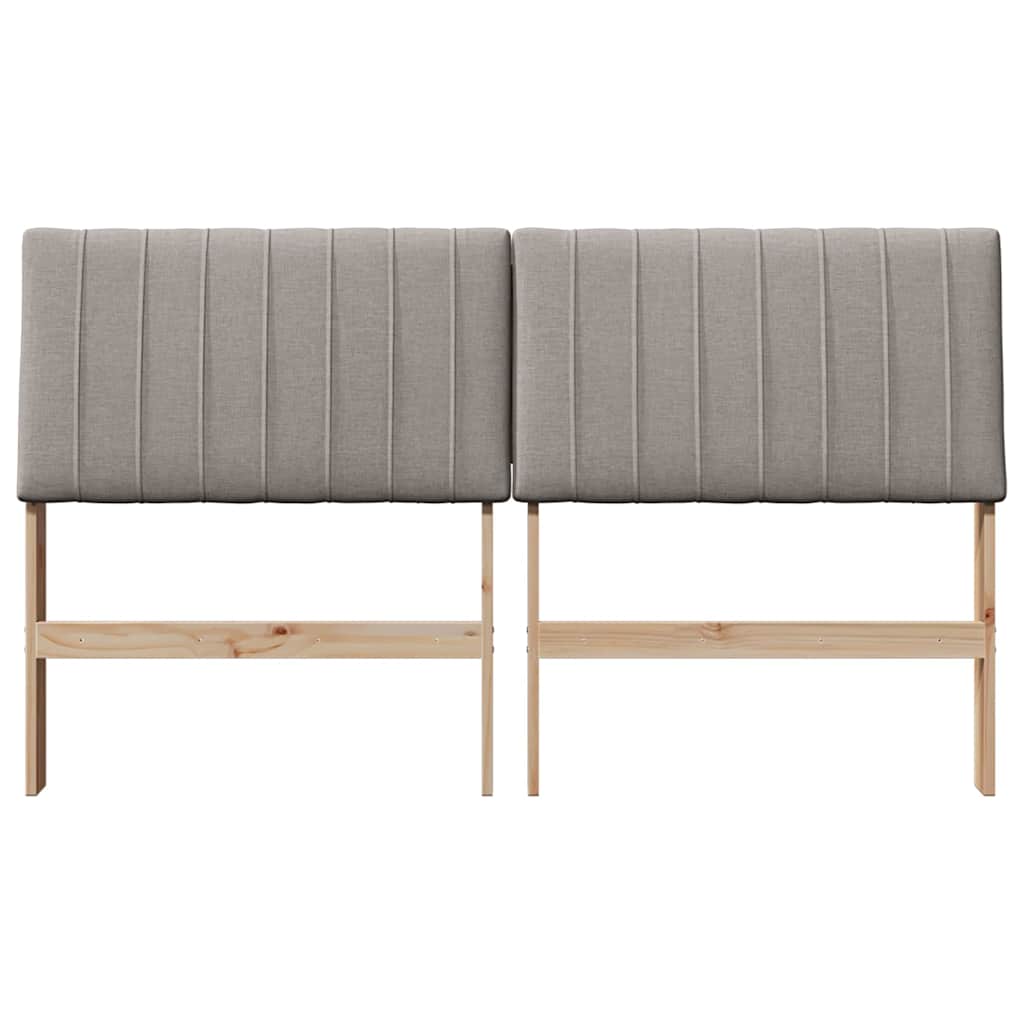 Polstret sengegavl Gråbrun 160 cm Massiv fyrretræ