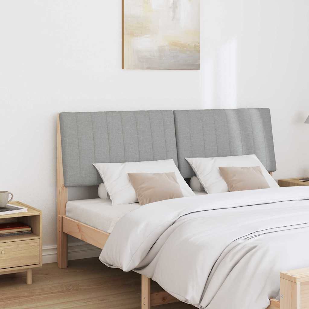 Polstret sengegavl Lysegrå 150 cm Massiv fyrretræ