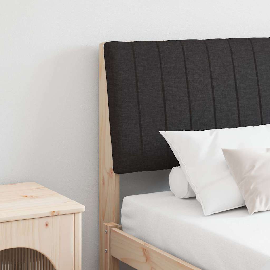 Polstret sengegavl Sort 150 cm Massiv fyrretræ