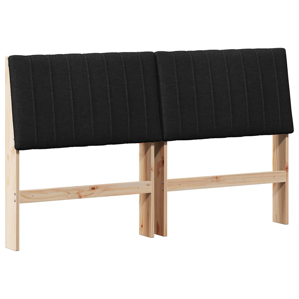 Polstret sengegavl Sort 150 cm Massiv fyrretræ