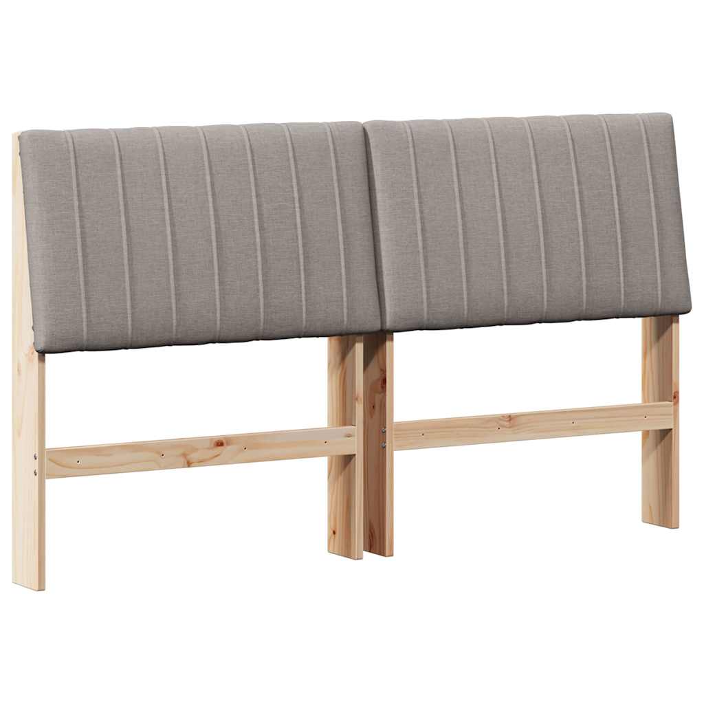 Polstret sengegavl Gråbrun 150 cm Massiv fyrretræ