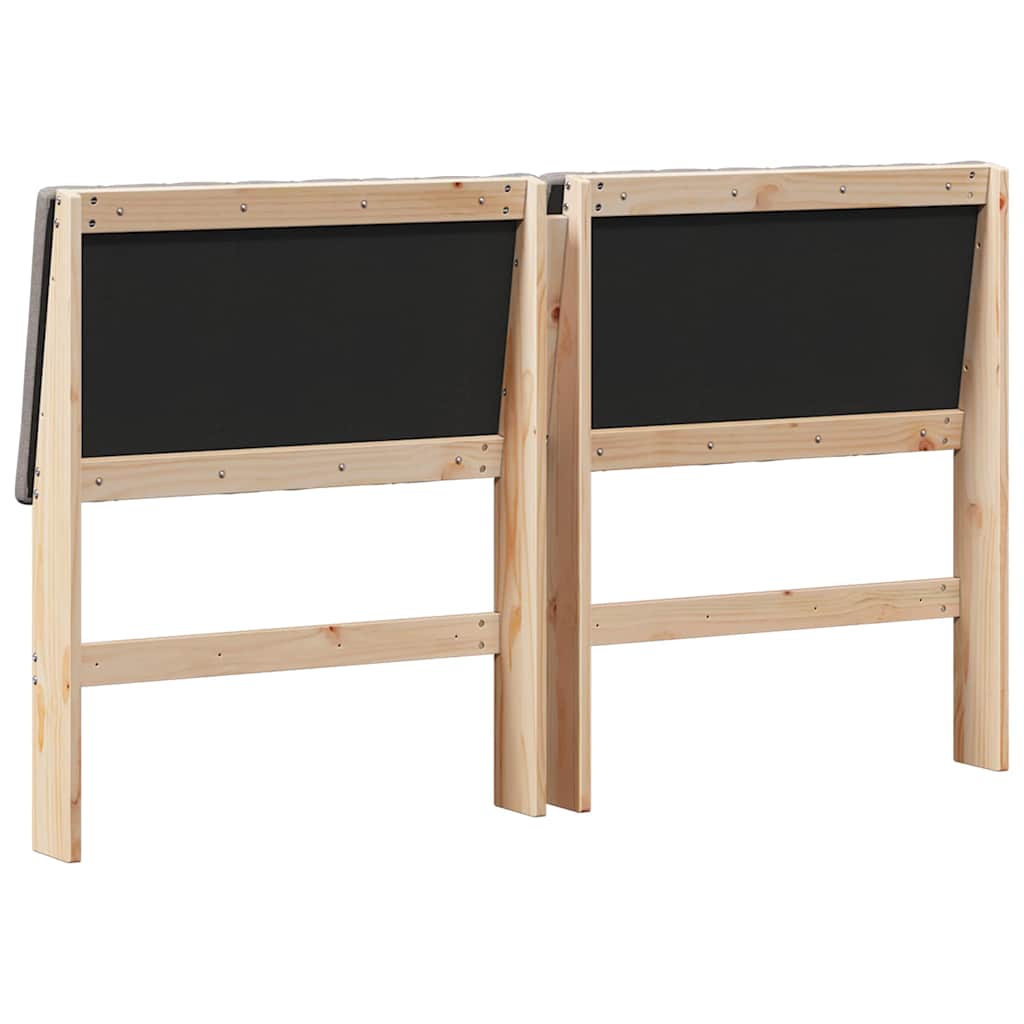 Polstret sengegavl Gråbrun 150 cm Massiv fyrretræ