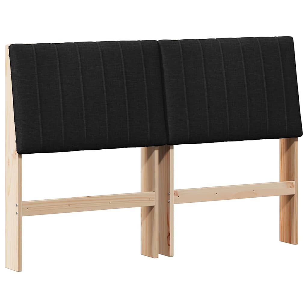 Polstret sengegavl Sort 140 cm Massiv fyrretræ