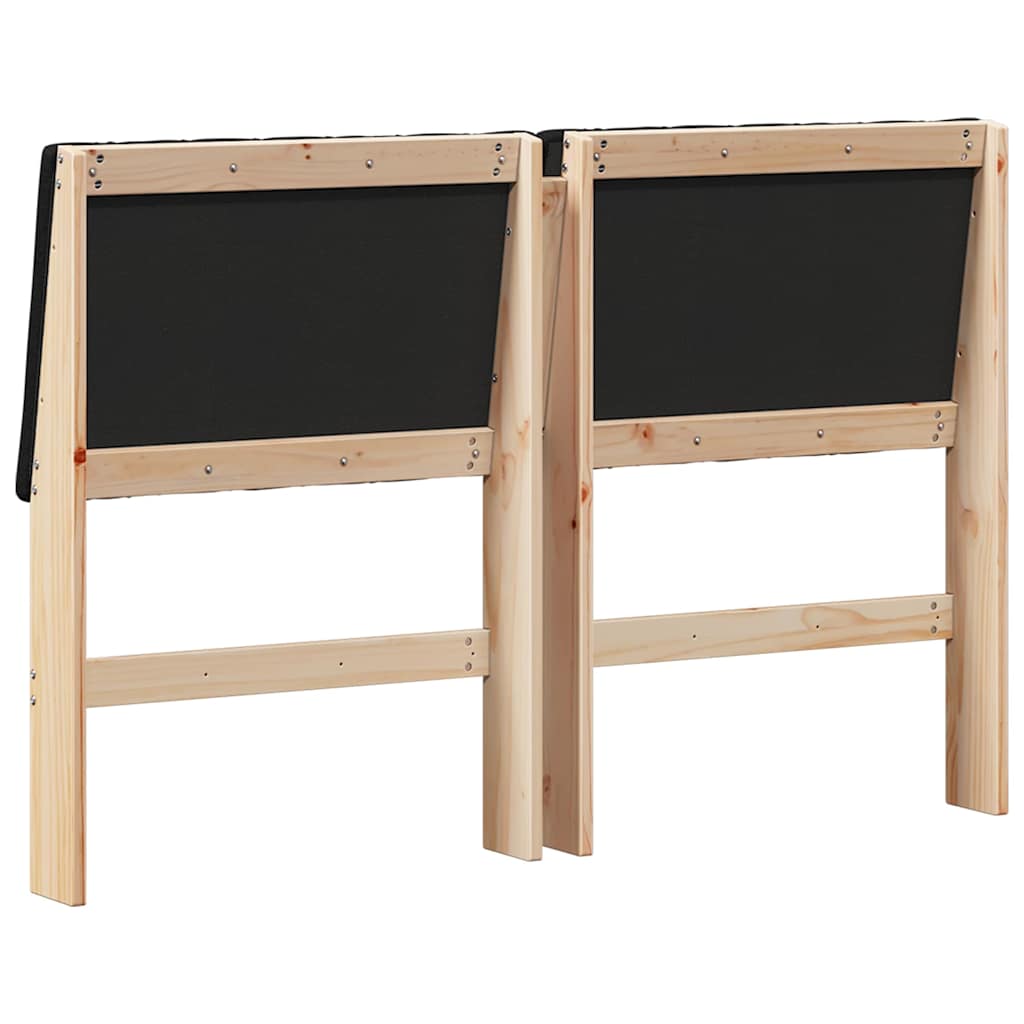 Polstret sengegavl Sort 140 cm Massiv fyrretræ