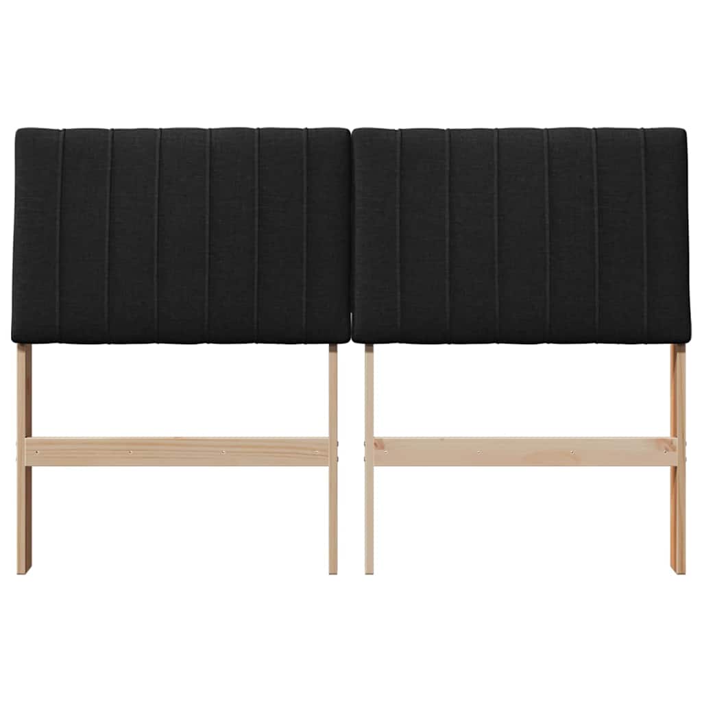 Polstret sengegavl Sort 140 cm Massiv fyrretræ