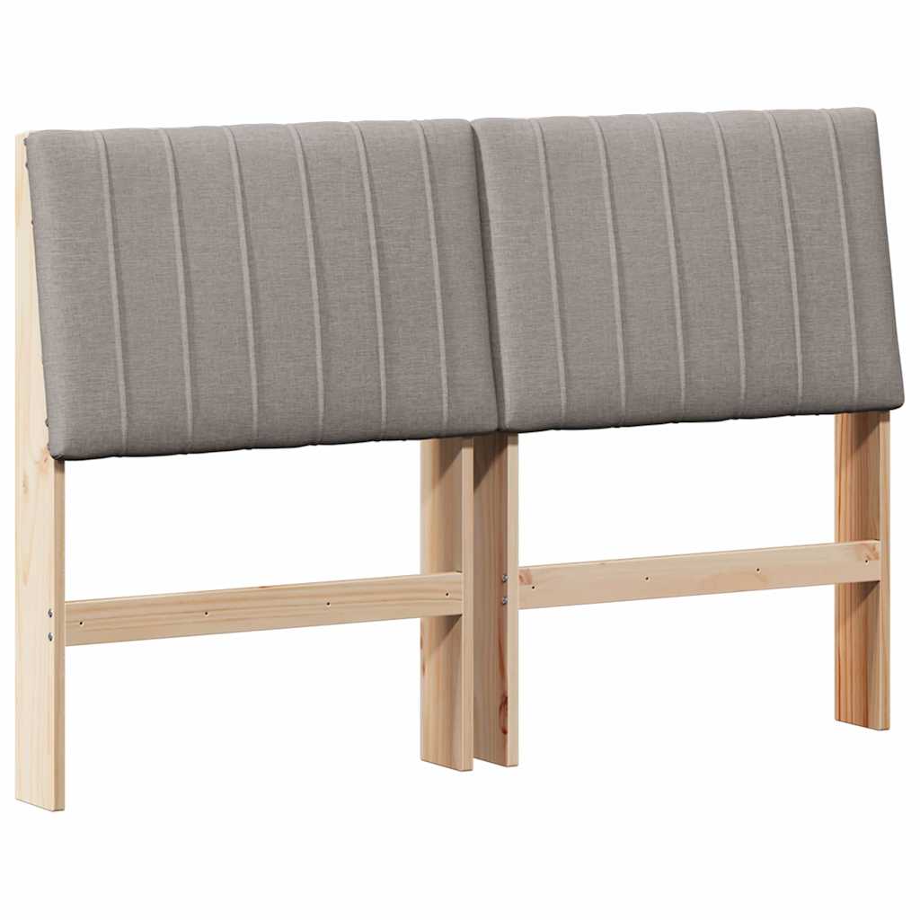 Polstret sengegavl Gråbrun 140 cm Massiv fyrretræ
