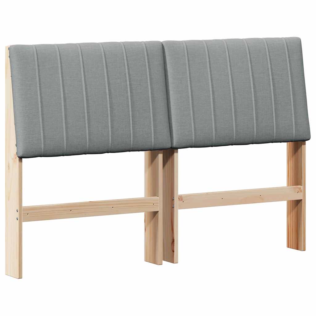 Polstret sengegavl Lysegrå 135 cm Massiv fyrretræ