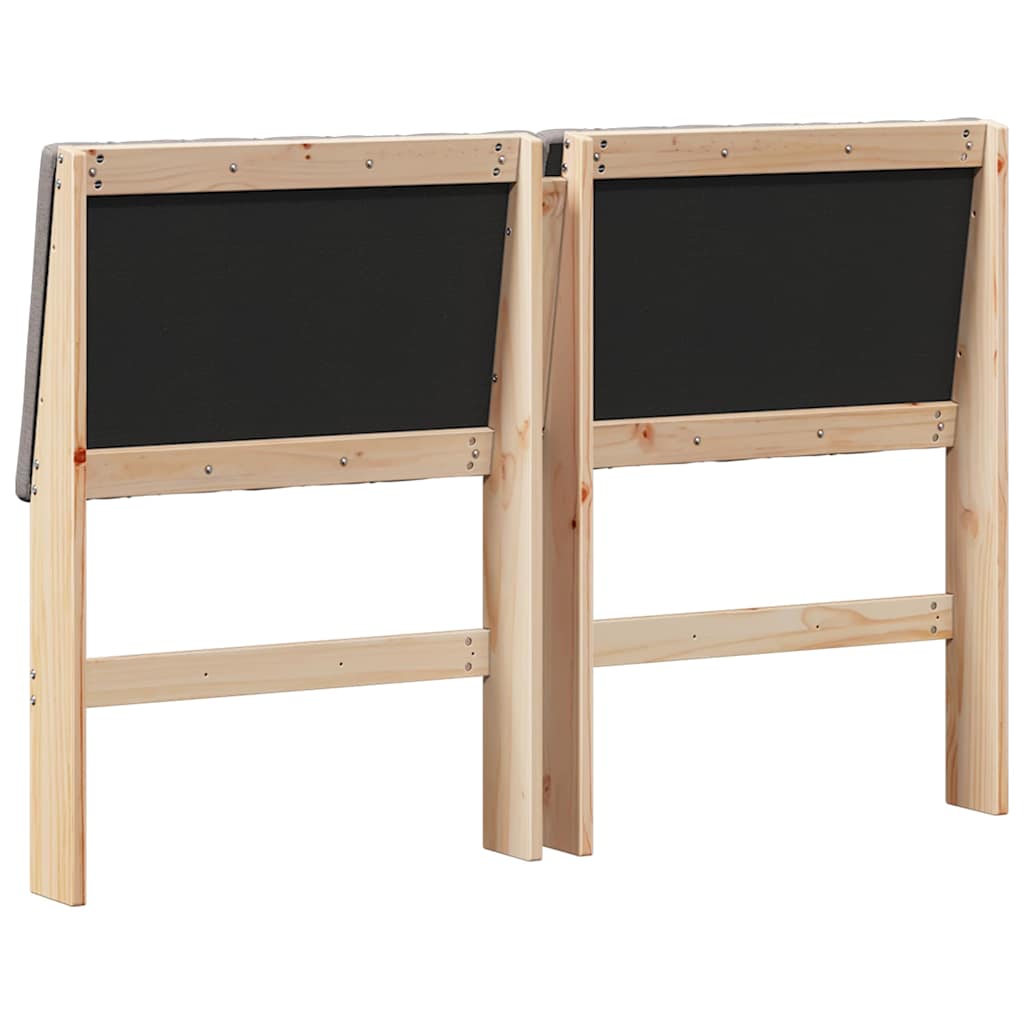 Polstret sengegavl Gråbrun 135 cm Massiv fyrretræ