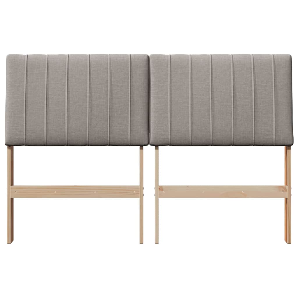 Polstret sengegavl Gråbrun 135 cm Massiv fyrretræ