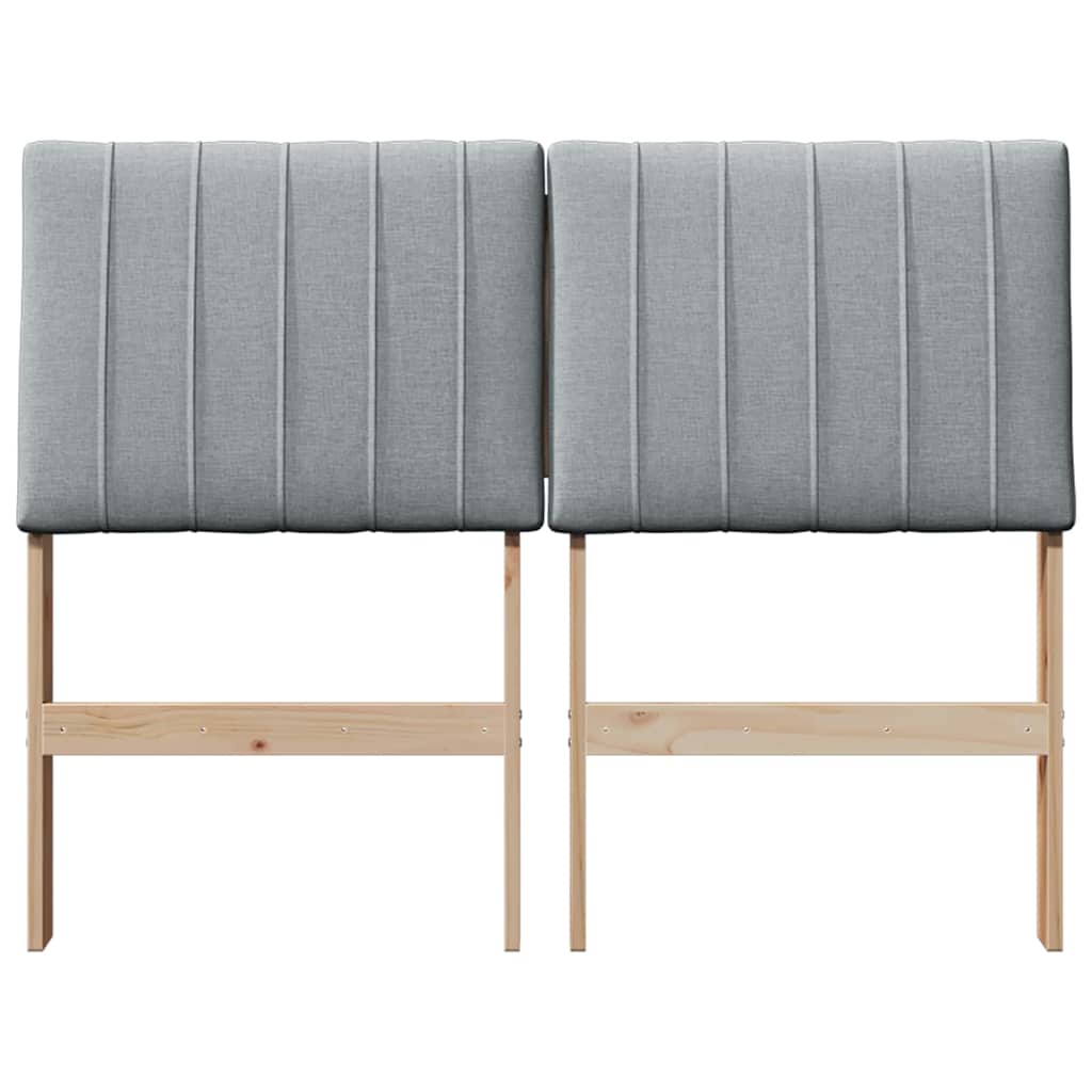 Polstret sengegavl Lysegrå 120 cm Massiv fyrretræ