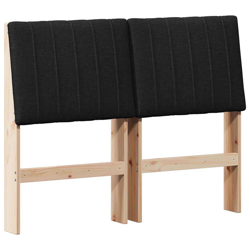 Polstret sengegavl Sort 120 cm Massiv fyrretræ