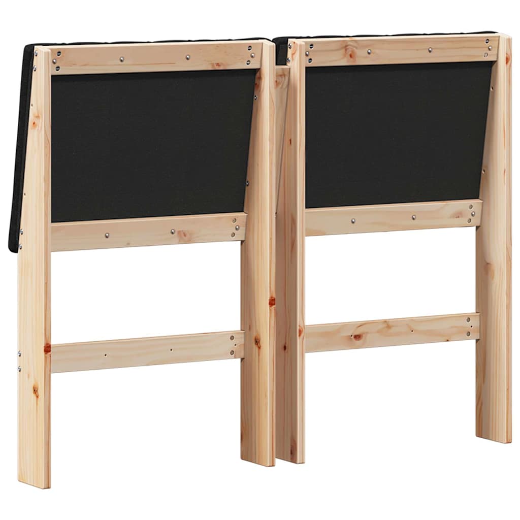 Polstret sengegavl Sort 120 cm Massiv fyrretræ