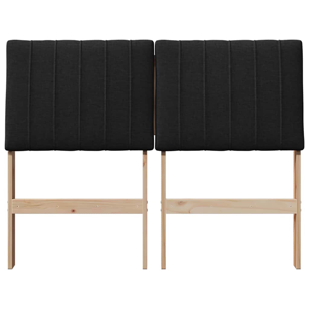 Polstret sengegavl Sort 120 cm Massiv fyrretræ