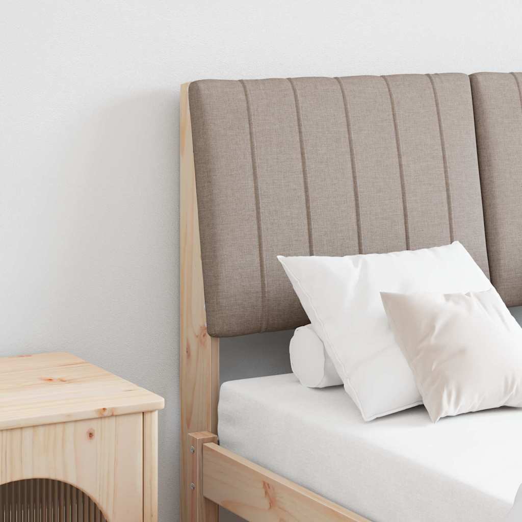 Polstret sengegavl Gråbrun 120 cm Massiv fyrretræ